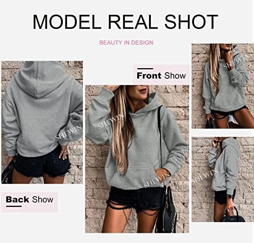 Women's Casual Hoodies Long Sleeve Solid Lightweight Pullover Tops Loose Sweatshirt with Pocket
