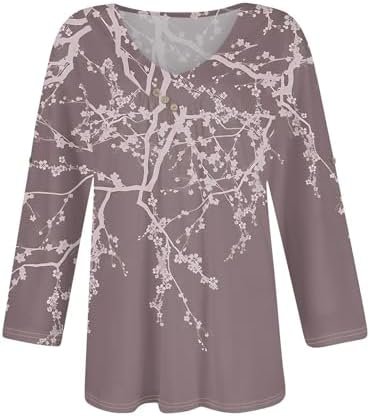 Short Sleeve Dress for Women Women Fall Outfits Loose Fit Dressy 3/4 Sleeve Shirts Casual V Neck Blouses Tunics Top