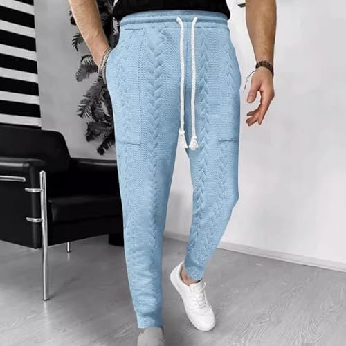 Fashion Floral Knitted Pants for Mens,Men's Straight Legs Trousers Jacquard Strechy Slim Fit Long Legs Pants Trousers