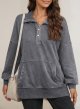 Sweatshirt For Women Casual Long Sleeve Shirts Loose Fit Button V Neck Pullover Tops Fall Clothes